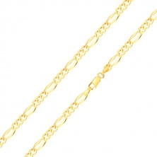 14K Gelbgold Armband – drei ovale Glieder, längliches Glied, verlängerte Kanten, 180 mm
