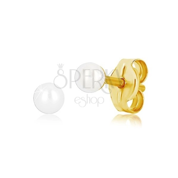Ohrringe in 585 Gelbgold - Zuchtperle in weißer Farbe, Ohrstecker