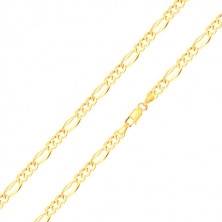 585 Gold Armband – drei ovale Glieder, längliches Glied mit verlängerten Kanten, 180 mm
