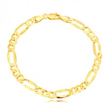 585 Gold Armband – drei ovale Glieder, längliches Glied mit verlängerten Kanten, 180 mm