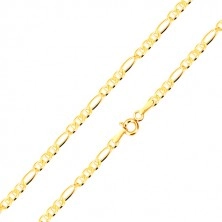585 Gelbgold Armband - längliches Glied, drei ovale Glieder mit Stäbchen, 200 mm
