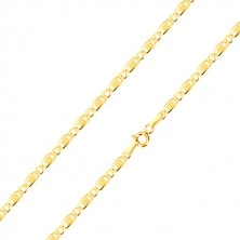 14K Gelbgold Armband - ovales Glied, längliches Glied mit Gitter, 190 mm
