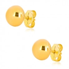 375 Gelbgold Ohrringe - einfache Halbkugel, glänzende Oberfläche, 7 mm