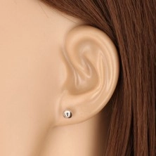 375 Weißgold Ohrringe - einfache Kugel, glänzende Oberfläche, 5 mm