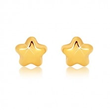 Ohrringe aus 9K Gelbgold - glänzender Stern mit fünf Zacken, Ohrstecker
