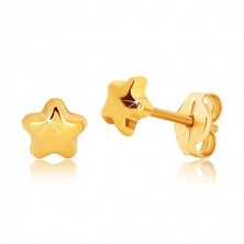 Ohrringe aus 9K Gelbgold - glänzender Stern mit fünf Zacken, Ohrstecker