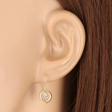 9K Gold Ohrringe - Ring aus Gelbgold, Fassung aus Weißgold und Zirkon
