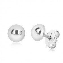 925 Silber Ohrringe - einfache Halbkugel, glänzende Oberfläche, 6 mm