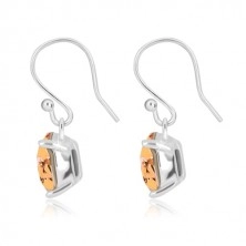 Ohrringe aus 925 Silber - Zirkon Quadrat in honiggoldener Farbe, abgerundete Kanten