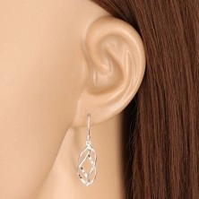 925 Silber Ohrringe - vier leicht gedrehte Linien, Afrohaken