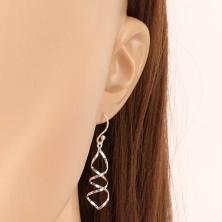925 Silber Ohrringe - glänzende Spirale, zwei verflochtene Linien