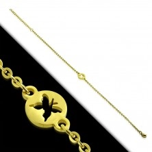 Stahl Armband in goldener Farbausführung - Kreis mit Ausschnitt in Form eines Schmetterlings