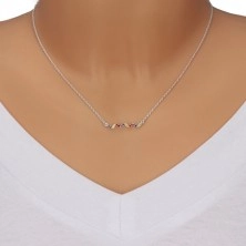 925 Silber Halskette - Welle mit farbigen Zirkonen, Kette aus ovalen Gliedern