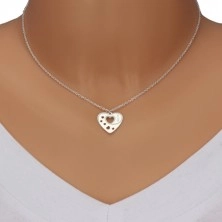 925 Silber Halskette - symmetrisches Herz mit herzförmigen Ausschnitten, Aufschrift "MUM"