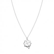 925 Silber Halskette - vierblättriger Glücksklee, herzförmiger Ausschnitt, glitzernde Kette