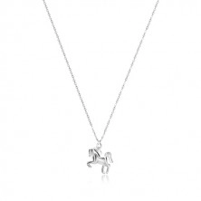 Halskette aus 925 Silber - galoppierendes Pferd, Kette aus ovalen Gliedern