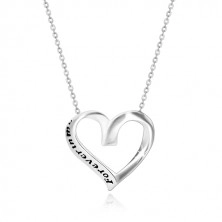 925 Silber Halskette - Band in ein Herz gefaltet, "Forever in my heart"