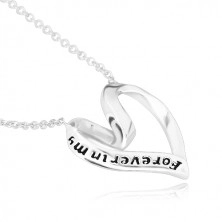 925 Silber Halskette - Band in ein Herz gefaltet, "Forever in my heart"