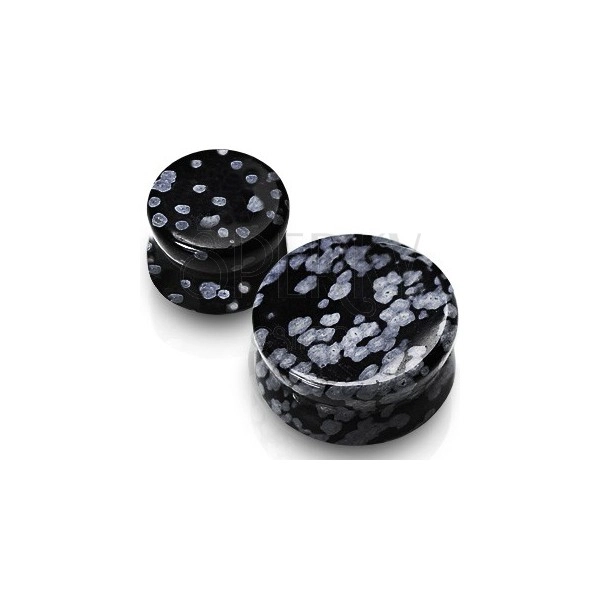 Ohr Plug – Obsidian, Halbedelstein in einer schwarzen Farbe, marmorierend
