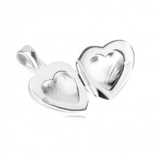 925 Silber Anhänger - Medaillon, symmetrisches Herz mit dekorativen Kerben