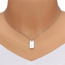 Schwarzer Diamant - 925 Silber Halskette, glänzende Platte, Aufschrift "HOPE"