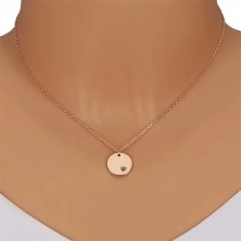 925 Silber Halskette - runde Platte, schwarzer Diamant in herzförmigem Einschnitt