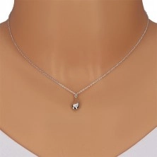 925 Silber Halskette - glänzender Tropfen mit einem Diamanten, Kette