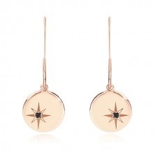 925 Silber Set, rosé-goldener Farbton - Armband und Ohrringe, Kreis mit Polarstern, schwarzer Diamant