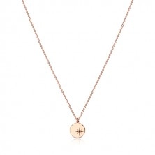 925 Silber Set in rosé-goldener Farbe - Halskette und Ohrringe, Kreis mit Polarstern, schwarzer Diamant