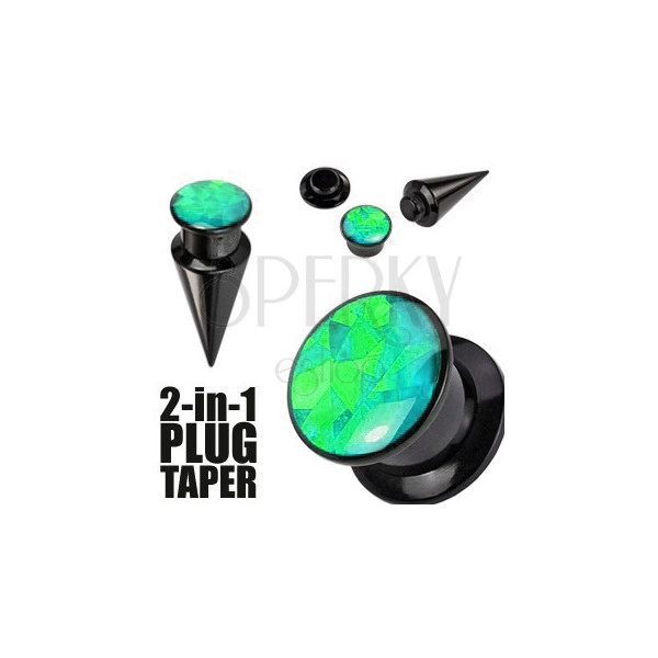 2-in-1 Expander und Plug in schwarzer Farbe – schwarze und grüne Schraube