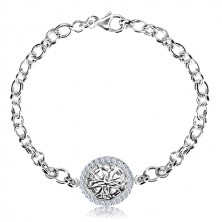 925 Silber Armband - geschnitzter Kreis mit keltischem Kreuz und Zirkonen