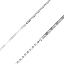 925 Silber Armband - Kugelkette und Kette mit Schachbrett-Motiv, Karabinerverschluss