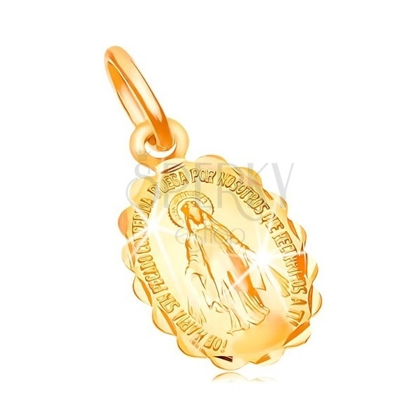 18K Gelbgoldanhänger - beiderseitiges Medaillon mit Jungfrau Maria