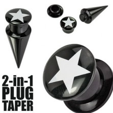 2 in 1 - schwarzer Plug und Taper mit einem Stern