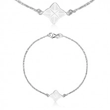 Armband aus 925 Silber - vierzackiger Stern mit Glasur in weißer Farbe, geometrisches Motiv