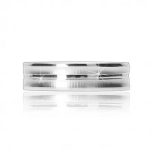 925 Silber Ehering - zwei matte Rillen und ein glänzender Streifen in der Mitte, 5 mm