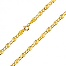 585 Goldkette - flache Glieder, strahlenförmige Einschnitte, sechseckige Glieder, 550 mm