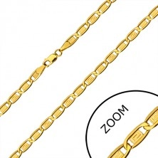 585 Gold Kette - längliche Glieder, Rechtecke mit griechischem Schlüssel, 600 mm
