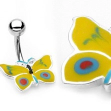 Nabelpiercing gelb-blauer Schmetterling