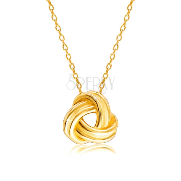 375 Gold Halskette – glänzendes dreifaches Geflecht mit einem Ausschnitt in der Mitte