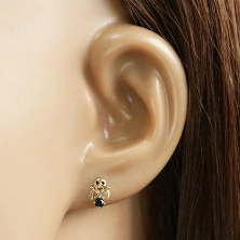 Ohrringe aus 375 Gold – Schädel mit zwei Sicheln, Zirkone in einem schwarzen Farbton