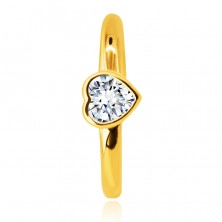 14K Gold Ohrpiercing – ein Ring mit einem Zirkon in einer herzförmigen Fassung geschmückt