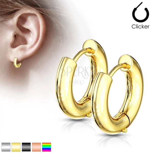 Ohrringe aus Chirurgenstahl – breitere Kreise mit glatter Oberfläche, Durchmesser 12 mm