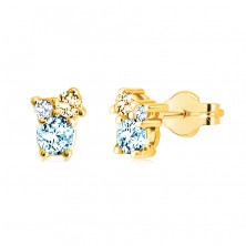 Ohrringe aus 14K Gold – Steine in verschiedenen Größen, Zitrin, blauer und Schweizer Topas
