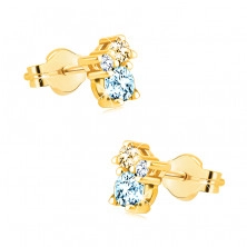 Ohrringe aus 14K Gold – Steine in verschiedenen Größen, Zitrin, blauer und Schweizer Topas
