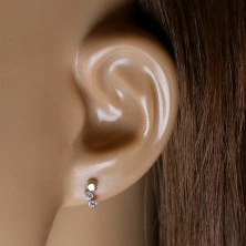 Ohrringe aus kombiniertem 14K Gold – spiegelglänzender Kreis, runde Fassungen mit einem Zirkon