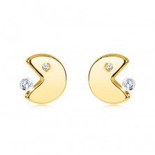Ohrringe aus 14K Gold – Emoticon mit offenem Mund frisst einen Zirkon