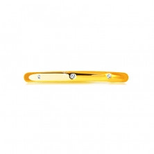 14K Gelbgold Brillant Ehering – drei runde klare Diamanten, glatte Oberfläche