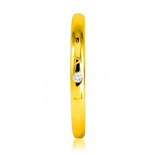 14K Gelbgold Diamantring – Aufschrift “LOVE” mit einem Brillanten, glatte Oberfläche, 1,5 mm 