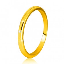 14K Gelbgold Diamantring – dünne glatte Ringschiene, klarer Brillant